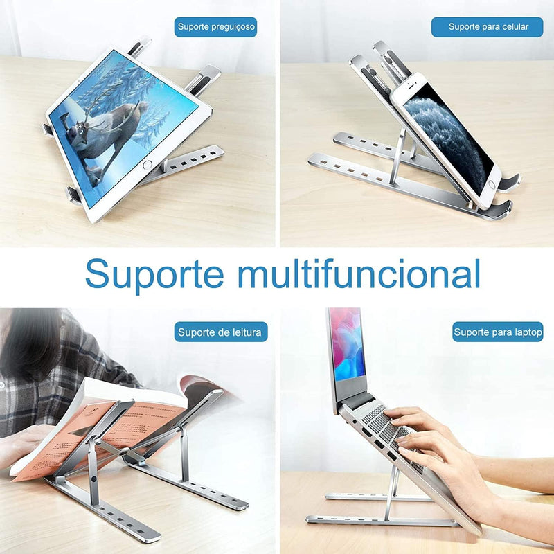 Suporte de Alumínio Ajustável/Regulável para Notebook e Macbook Escritório